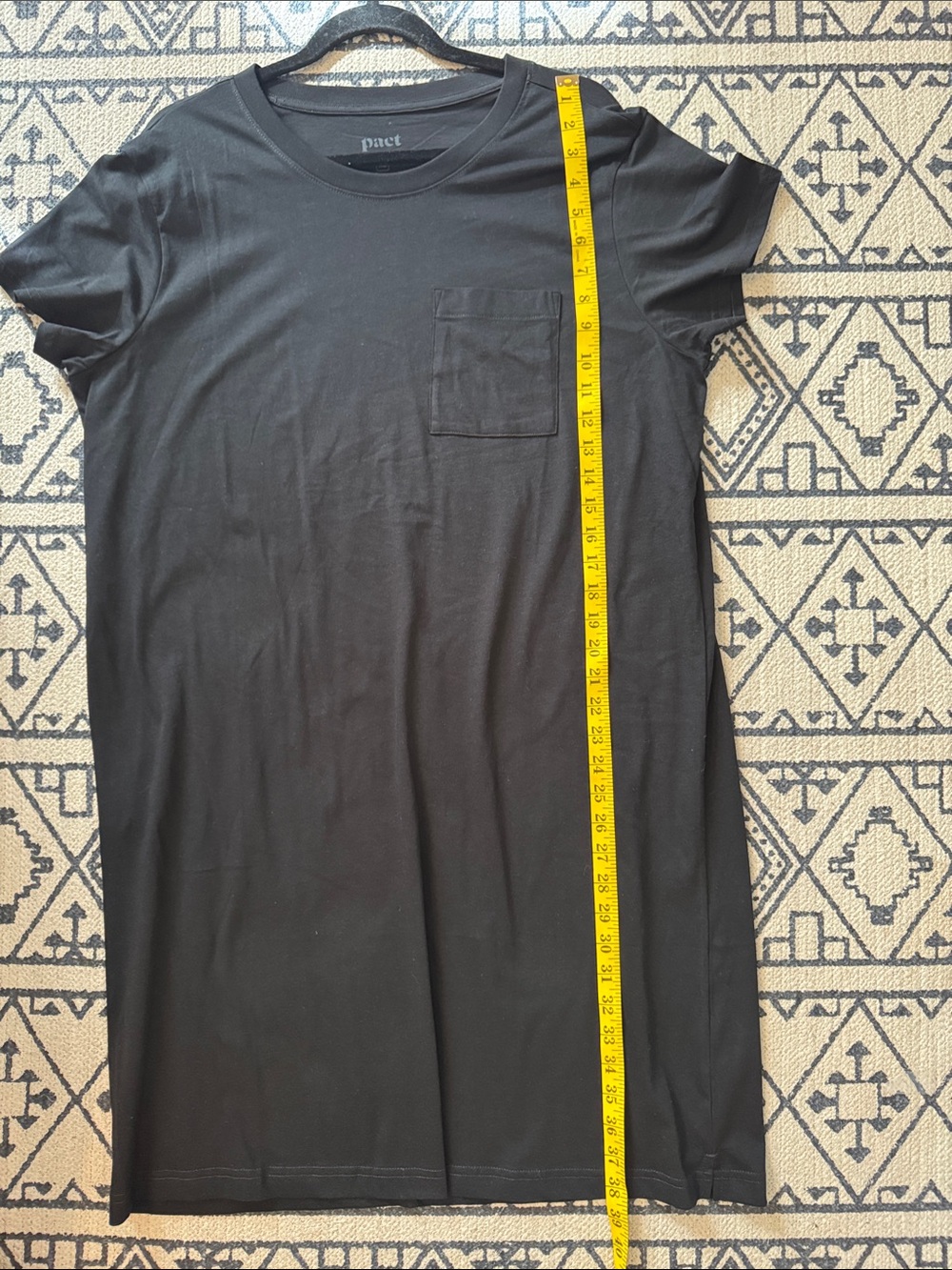 Pact Women's Black Short Sleeve Pocket Crew Tee Dress Organic Cotton NWOT - Picture 9 of 9